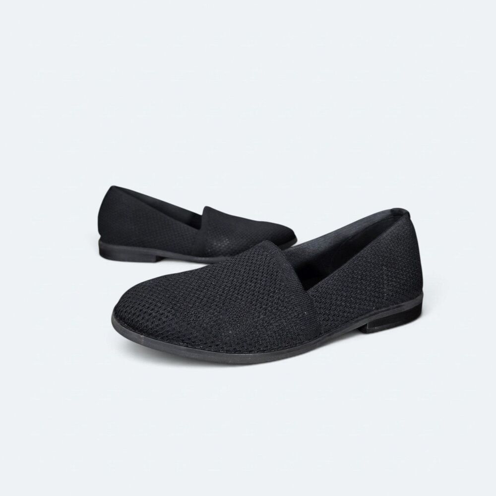 Eileen Fisher Demi Black Recycled Stretch Knit Loafers Flats Size 7.5